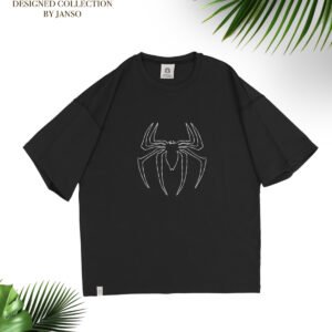 KADIN KISA KOLLU SPIDER BASKILI TSHIRT BÜYÜK BEDEN OVERSIZEPAMUKLU KUMAŞ