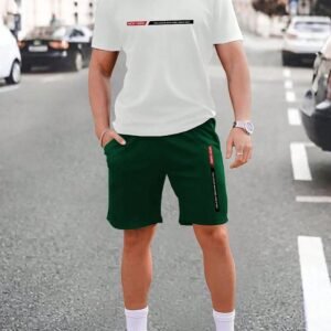 -KADIN BASKILI Sportwear Company KISA KOLLU TSHIRT-ŞORT TAKIMI 2 Lİ BÜYÜK BEDEN OVERSİZE