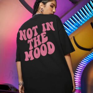- KADIN KISA KOLLU THE MOOD BASKILI BÜYÜK BEDEN PAMUKLU OVERSİZE
