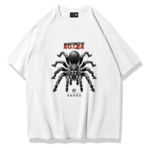 - KADIN KISA KOLLU TSHIRT ÖÖRÜMCEKK BASKILI PAMUKLU OVERSİZE