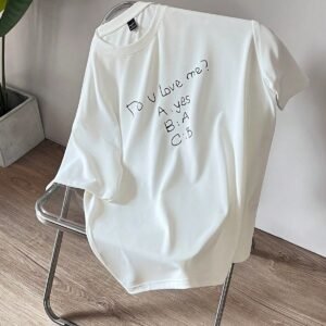 - KADIN KISA KOLLU TSHIRT DO U LOVE ME BASKILI PAMUKLU OVERSİZE
