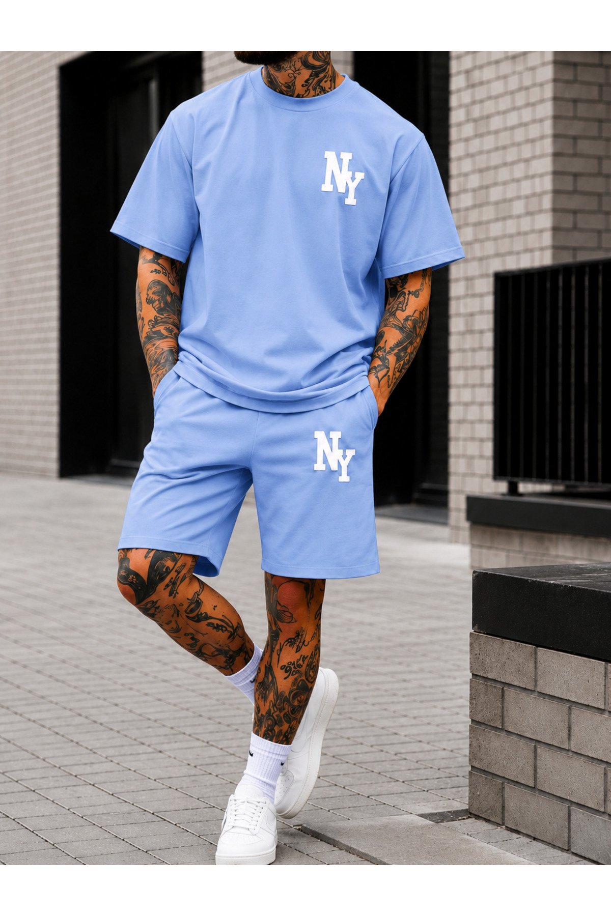 Erkek Oversize Baskılı Şort Takım Günlük ve Spor Stil - Image 2