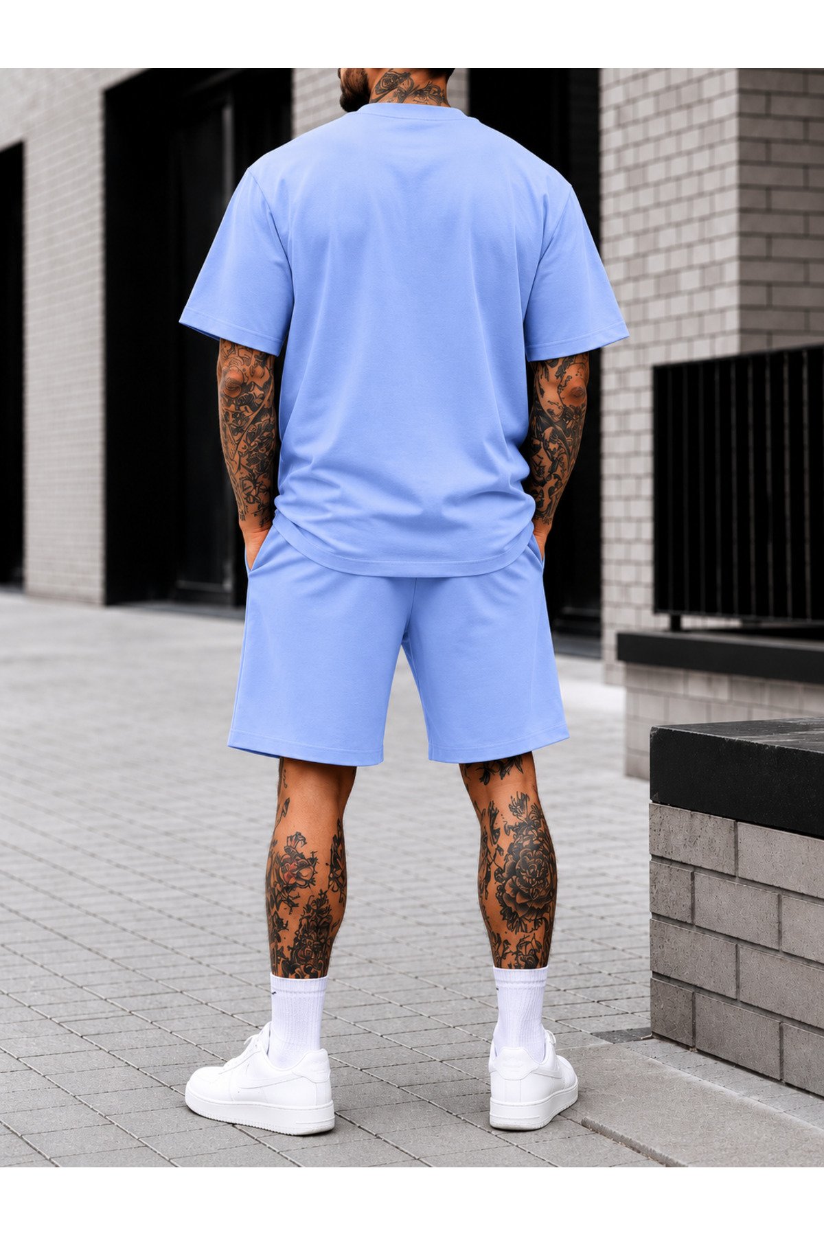 Erkek Oversize Baskılı Şort Takım Günlük ve Spor Stil - Image 3