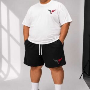 Erkek Oversize Büyük Beden Şortlu Takım 0 Pamuk Rahat Kalıp 2 Parça Günlük Kullanım Casual Streetwear 2XL 3XL 4XL 5XL 6XL 7XL 8XL 9XL