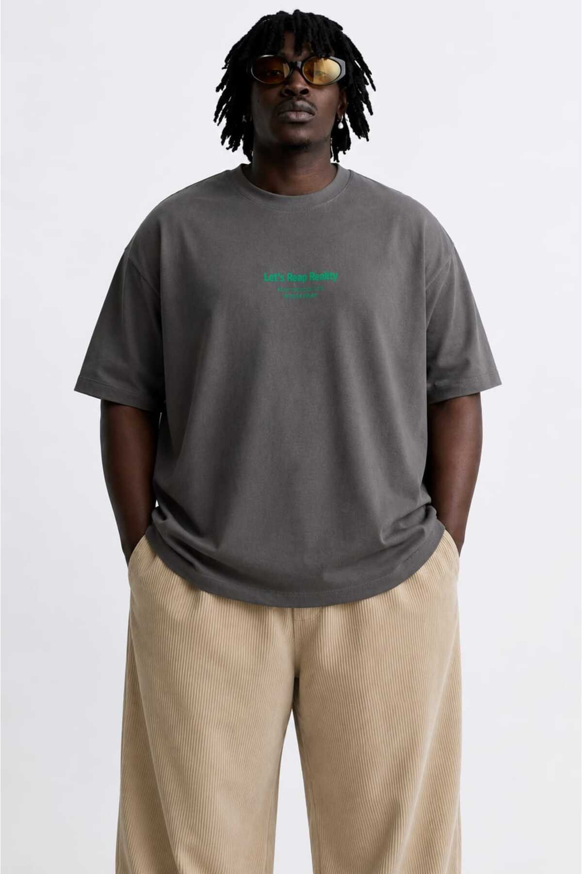 Erkek Oversize Basic Tişört | Füme - Siyah - Beyaz | 2XS-9XL - Image 2