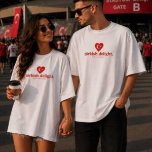 Turkish Delight 0 Pamuk Oversize Tişört – Unisex Rahat Kalıp Günlük Kullanım