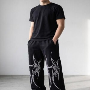 Erkek Wide Leg 0 Pamuk Pantolon Rahat Günlük Stil