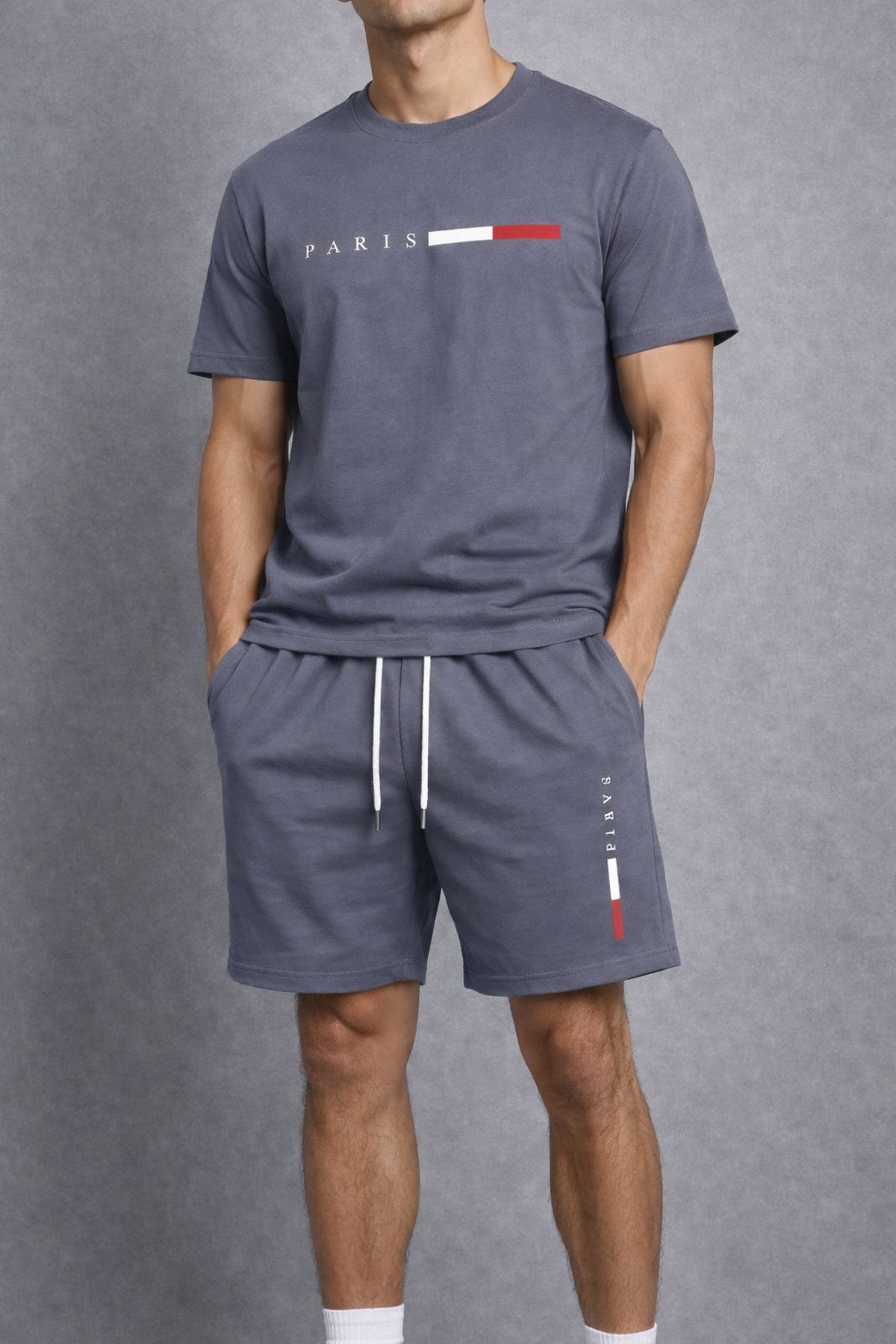 Erkek Oversize Baskılı Şort Takım 0 Pamuk Rahat Kalıp Günlük Stil - Image 2