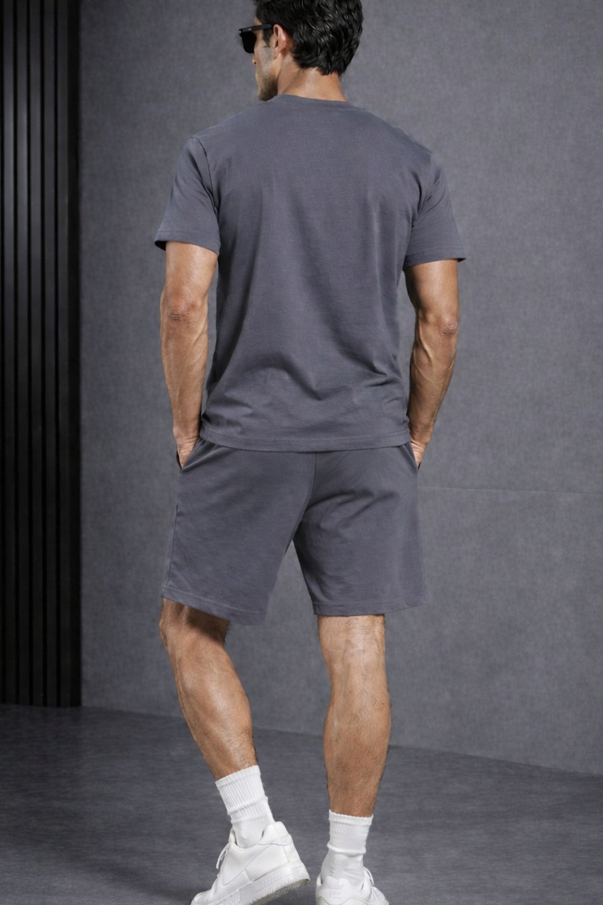 Erkek Oversize Baskılı Şort Takım 0 Pamuk Rahat Kalıp Günlük Stil - Image 3