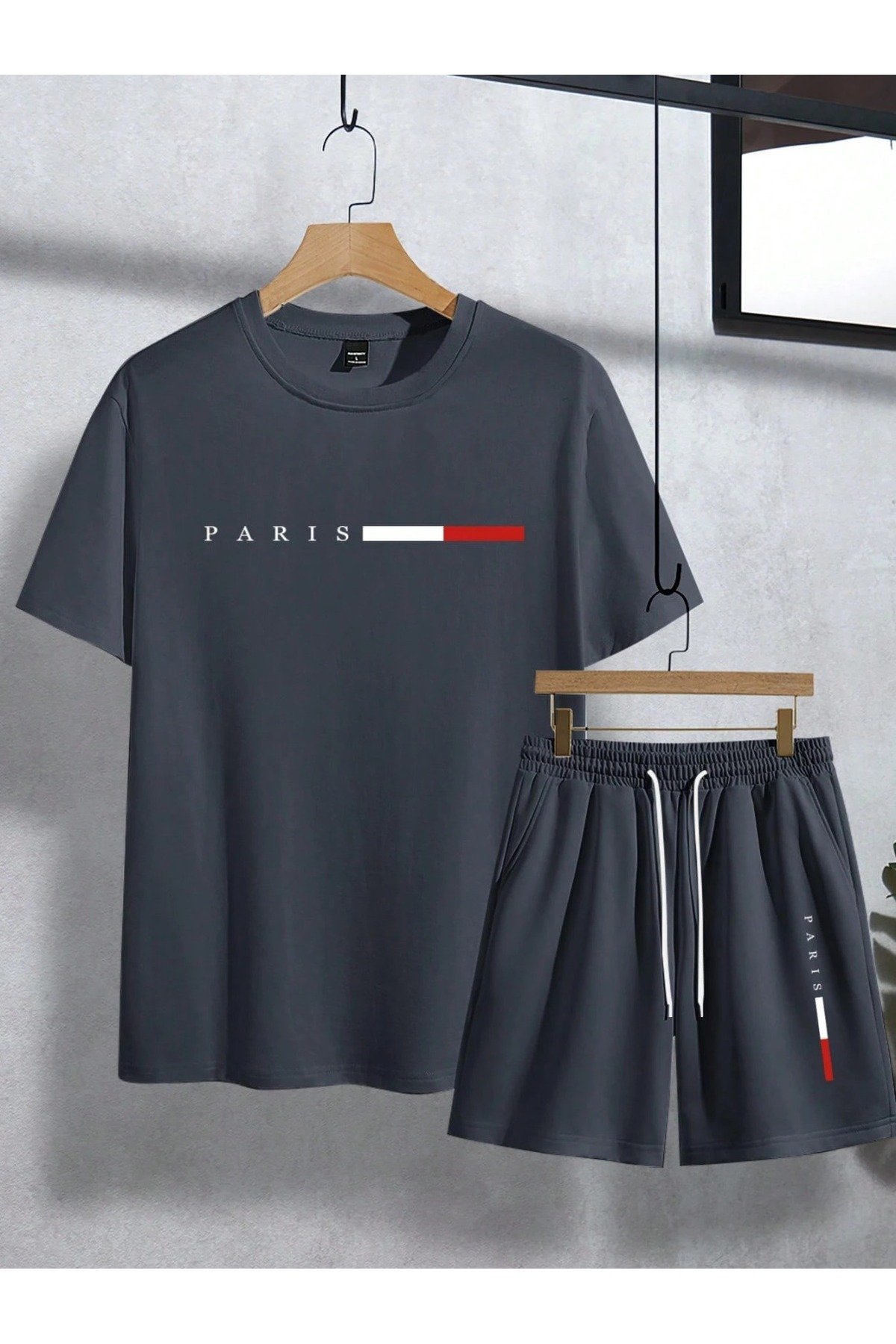 Erkek Oversize Baskılı Şort Takım 0 Pamuk Rahat Kalıp Günlük Stil - Image 5