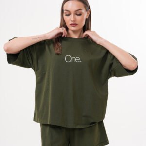 -KADIN PAMUKLU BASKILI one KISA KOLLU TSHIRT OVERSİZE BÜYÜK BEDEN