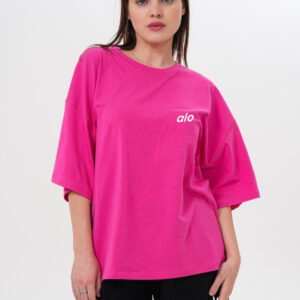 -KADIN PAMUKLU BASKILI KISA KOLLU TSHIRT OVERSİZE BÜYÜK BEDEN