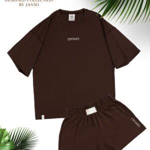 -KADIN BASKILI KISA KOLLU TSHIRT-ŞORT TAKIMI 2Lİ BÜYÜK BEDEN PAMUKLU