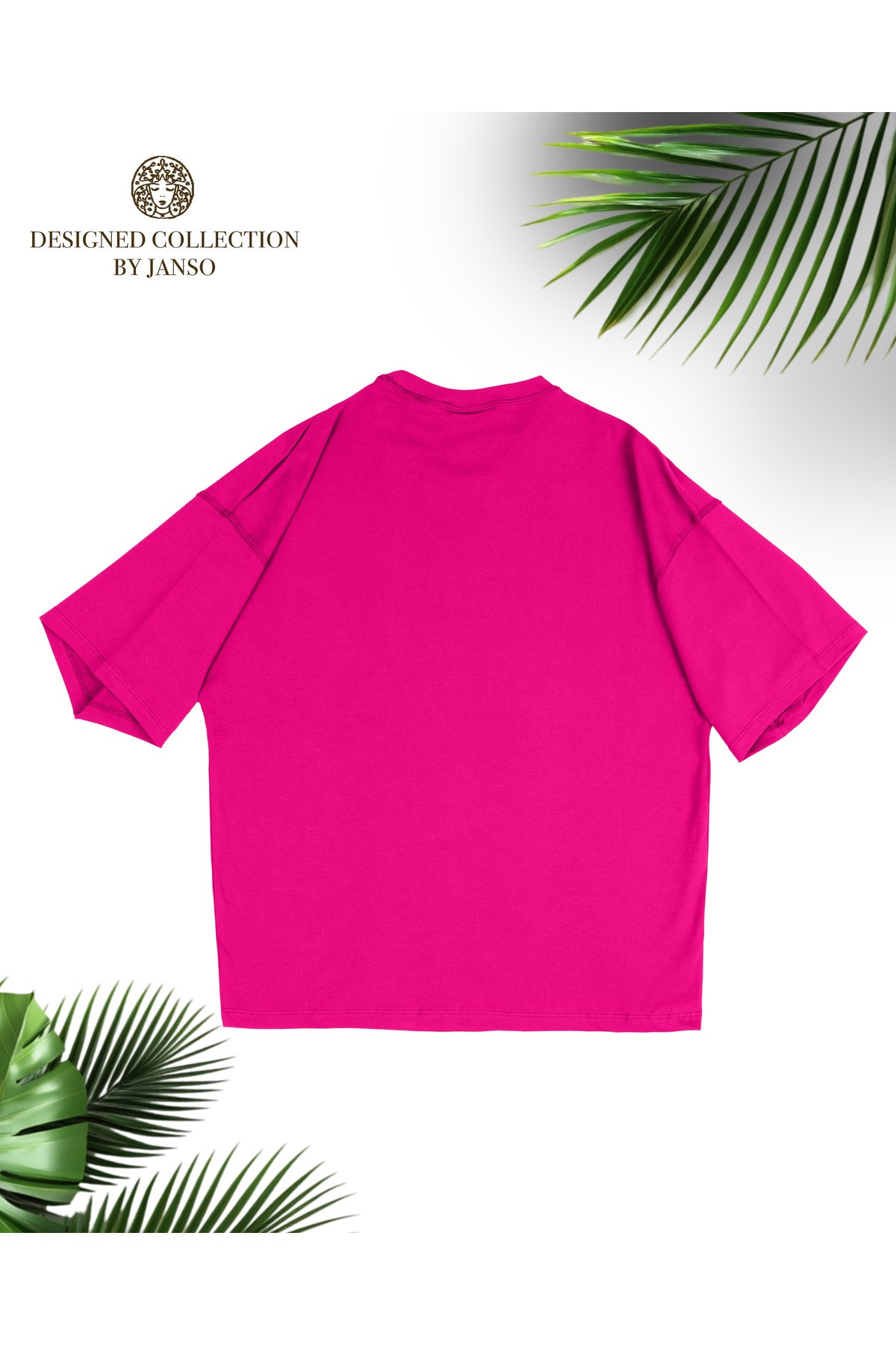 -KADIN BASKILI KISA KOLLU TSHIRT PAMUKLU OVERSİZE - Image 2